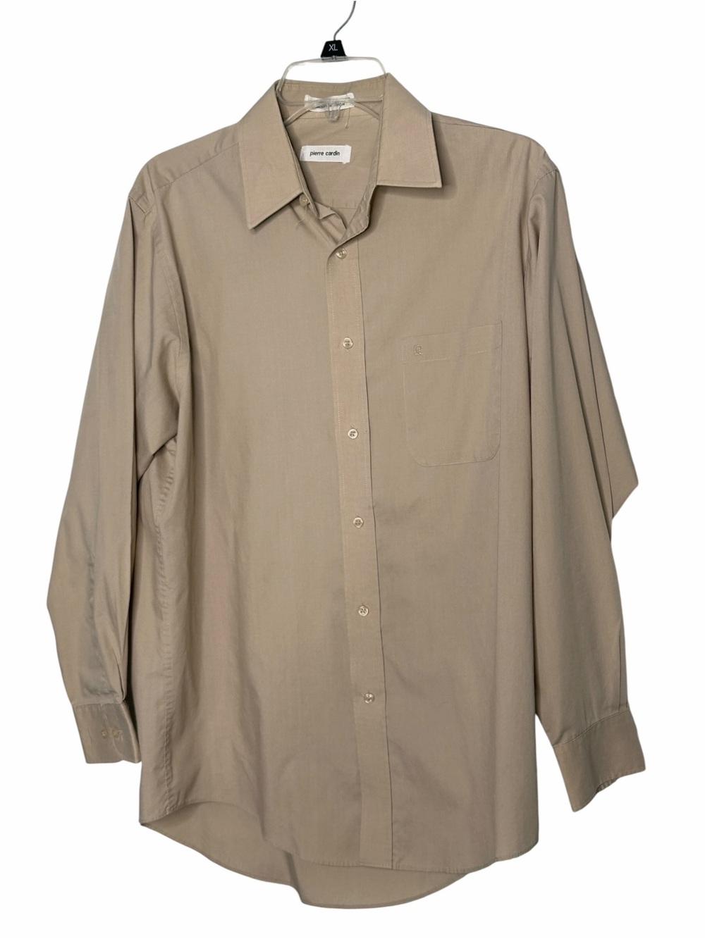 Pierre Cardin Button-Down Shirt Mens 15.5 Tan Good Long Sleeve Pocket Office